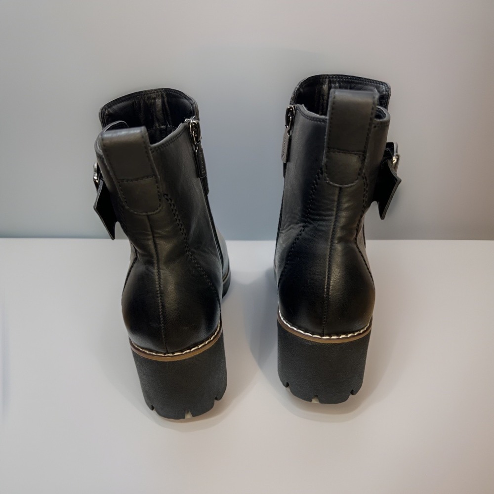 Blondo Dagger Waterproof Boots 9M Black Echo Nubuck Leather Zip Buckle B7328 EUC - Picture 3 of 13